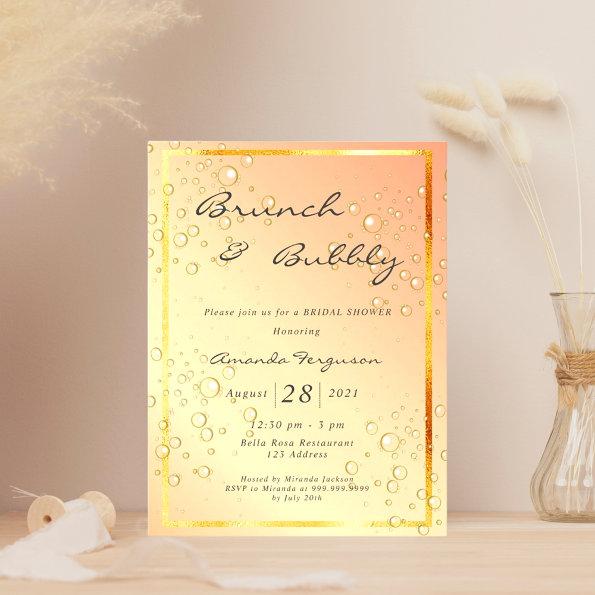 Bridal shower bruch bubbly bubbles gold invitation postInvitations