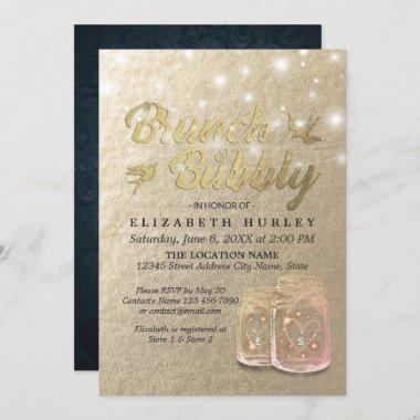 Bridal Shower Brunch Bubbly Mason Jar String Light Invitations