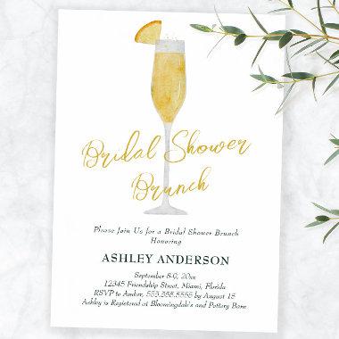 Bridal Shower Brunch Mimosa Cocktail Gold Invitations