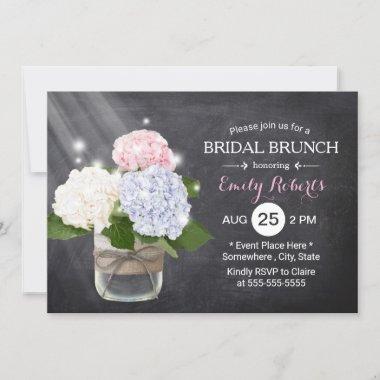 Bridal Shower Brunch Rustic Hydrangea Chalkboard Invitations