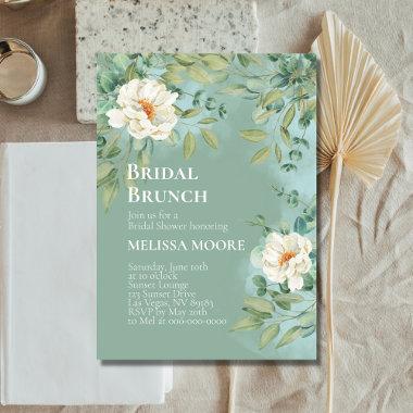 Bridal Shower Brunch Silver Sage Eucalyptus Flower Invitations