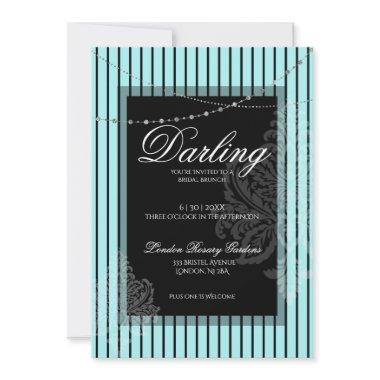 Bridal shower brunch with the bride teal black Invitations