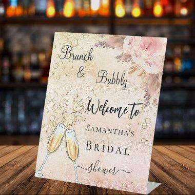 bubbly brunch rose flowers welcome Pedestal Sign