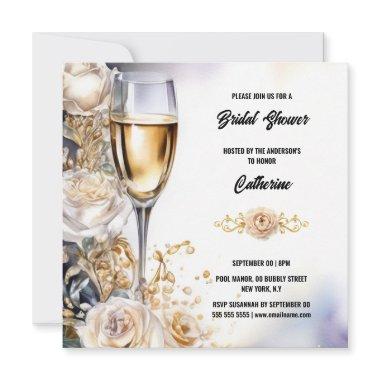 bubbly white rose watercolor elegant holiday