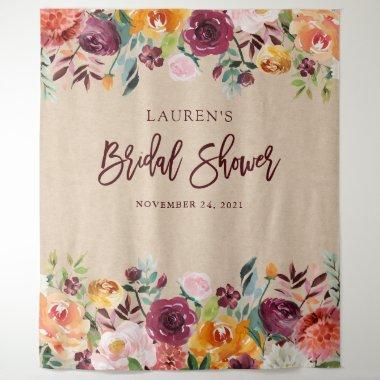 Bridal Shower | Burgundy Floral Photo Backdrop