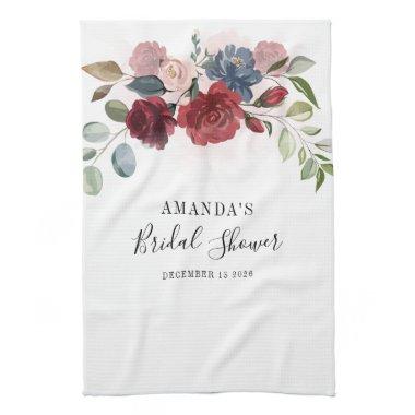 Burgundy Rustic Floral Custom Kitchen Towel
