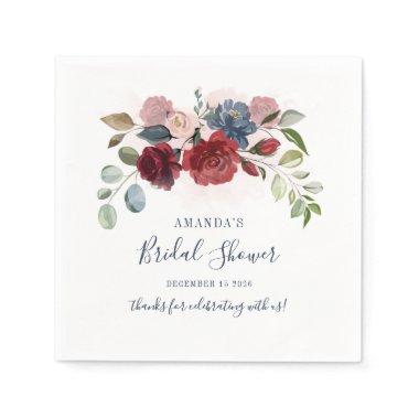 Burgundy Rustic Floral Custom Napkin