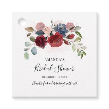 Bridal Shower Burgundy Rustic Floral Personalized Favor Tags