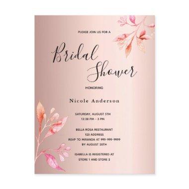 Bridal shower bush rose gold florals invitation postInvitations