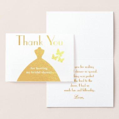 Bridal Shower Butterflies Thank You for Hosting Foil Invitations