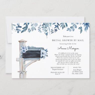 Bridal Shower by Mail Blue Flowers in Mailbox Invitations