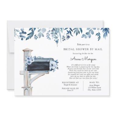 Bridal Shower by Mail Blue Flowers in Mailbox Invitations