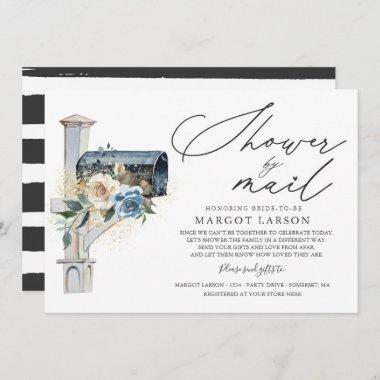 Bridal Shower By Mail Invitations Blue White Floral