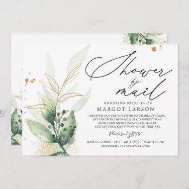 Bridal Shower By Mail Invitations Greenery & Gold