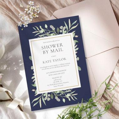 Bridal Shower By Mail Long Distance Blue Foliage Invitations
