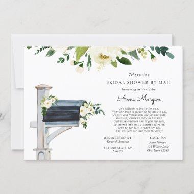 Bridal Shower by Mail White Flowers in Mailbox Invitations