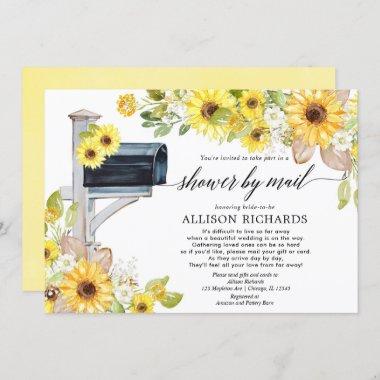 Bridal shower by mail yellow white sunflowers Invitations