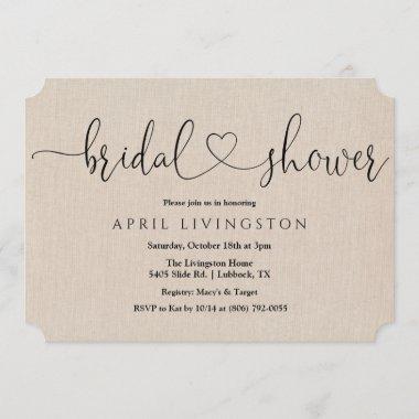 Bridal Shower Calligraphy Invitations