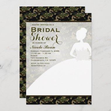 Bridal Shower Camoflague Bride Modern Invitations