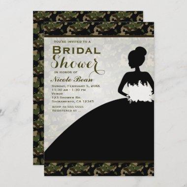Bridal Shower Camoflague Bride Modern Invitations