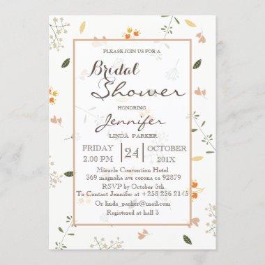 Bridal Shower Invitations flowers minimalist.