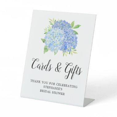 Bridal Shower Invitations Gifts Blue Hydrangea Botanical Pedestal Sign