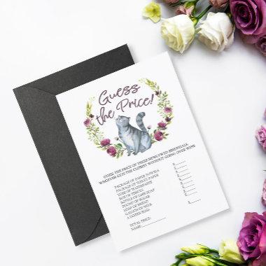 Bridal Shower Cat Theme Guess the Price Game Invitations