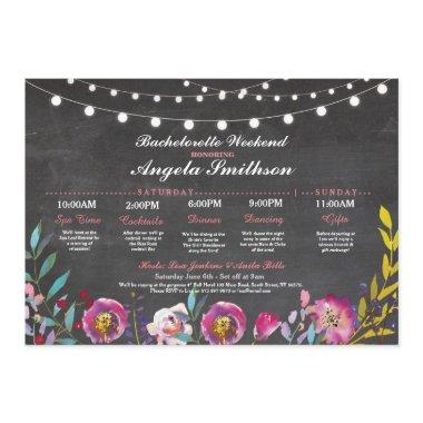 Bridal Shower Chalk Coral Itinerary Bachelorette Invitations