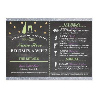 Chalk Itinerary Bachelorette Invite