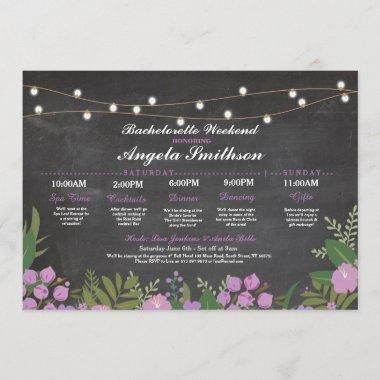 Bridal Shower Chalk Purple Itinerary Bachelorette Program