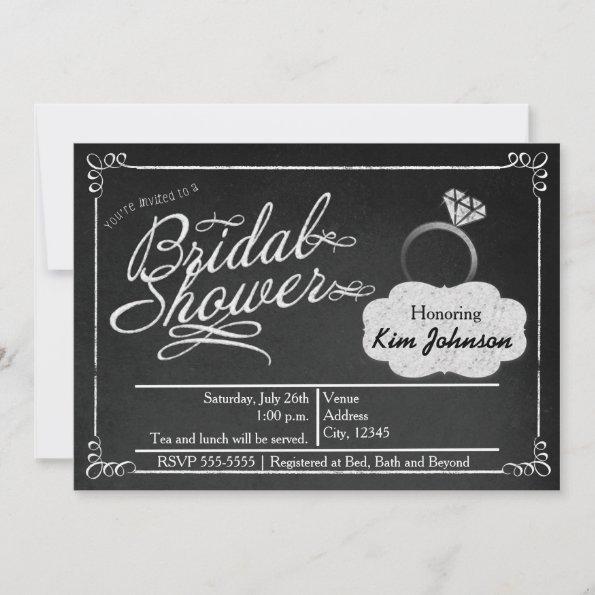 Bridal Shower Chalk Vintage Chalkboard Invitations