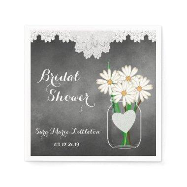 Bridal Shower Chalkboard Mason Jar - White Daisies Napkins