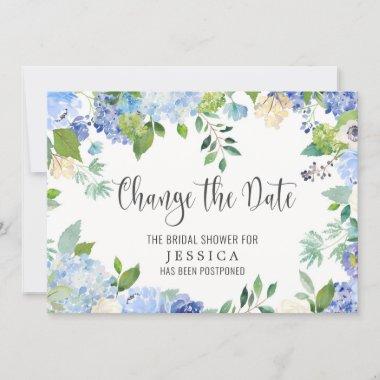Bridal Shower Change of Plans Blue Hydrangeas Invitations