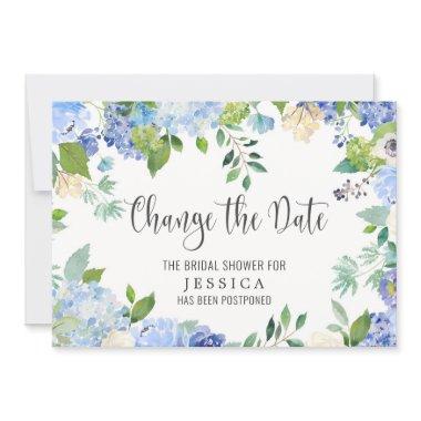 Bridal Shower Change of Plans Blue Hydrangeas Invitations