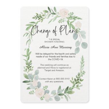 Bridal Shower Change of Plans Delay Invitations