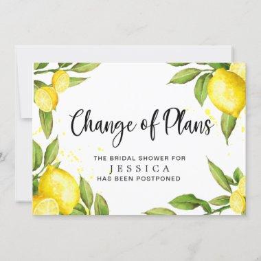 Bridal Shower Change of Plans Lemons Greenery Invitations