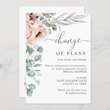 Bridal Shower Change of Plans Poppy Eucalyptus Invitations