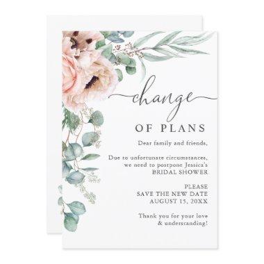 Bridal Shower Change of Plans Poppy Eucalyptus Invitations