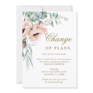 Bridal Shower Change of Plans Poppy Eucalyptus Invitations