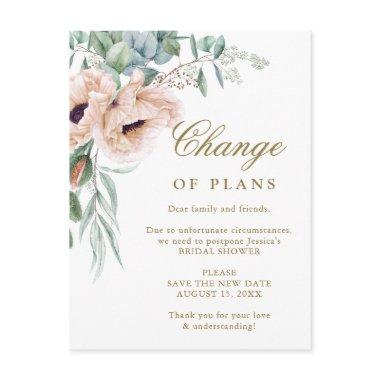 Bridal Shower Change of Plans Poppy Eucalyptus PostInvitations