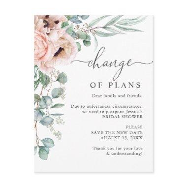 Bridal Shower Change of Plans Poppy Eucalyptus PostInvitations