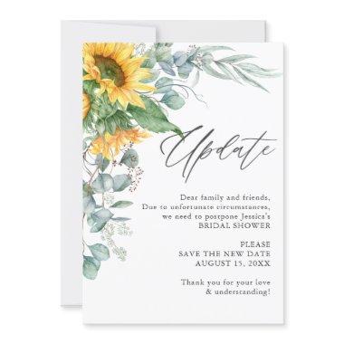 Bridal Shower Change of Plans Sunflower Eucalyptus Invitations