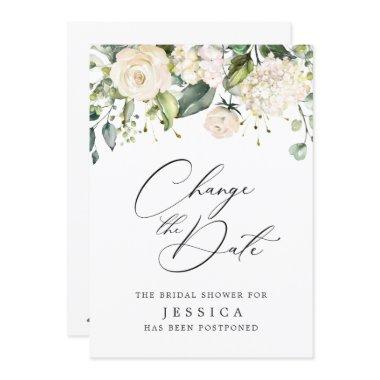 Bridal Shower Change the Date Blush Pink Flowers Invitations