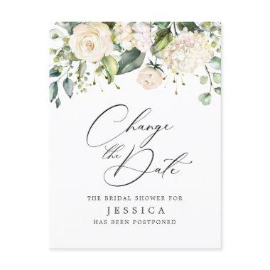 Bridal Shower Change the Date Blush Pink Flowers PostInvitations