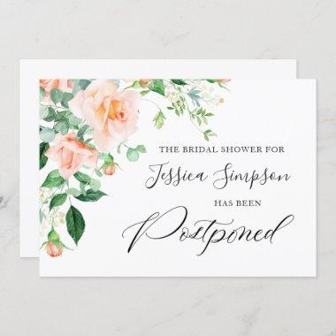 Bridal Shower Change the Date Pink Roses Flowers Invitations