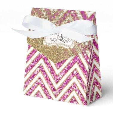 Chevron Striped Jewel Glitter Favor Favor Boxes