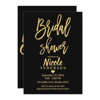 Chic Gold Foil Black Modern Script
