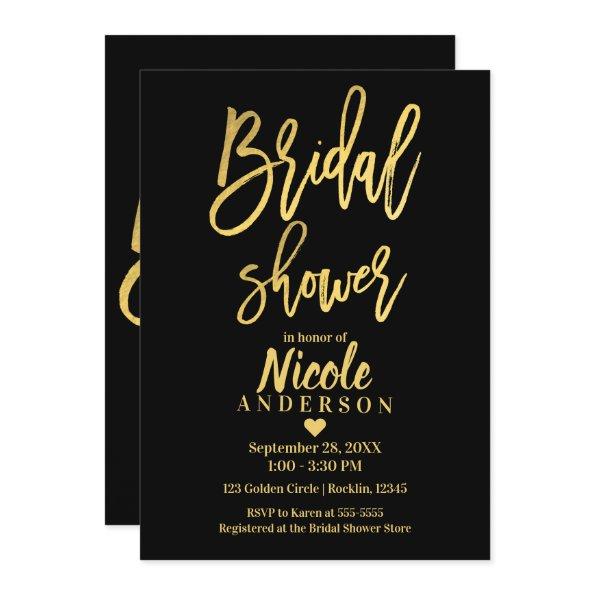 Chic Gold Foil Black Modern Script