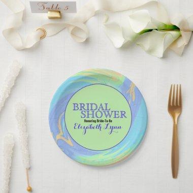 Bridal Shower Colorful Abstract Pastel Swirl Paper Plates