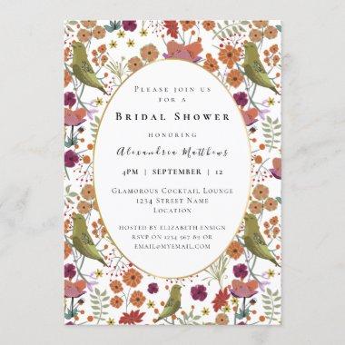 Bridal shower colorful flowers birds decorative Invitations